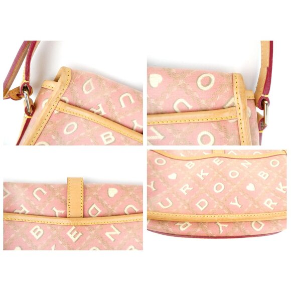 Dooney & Bourke Pink Heart Print Canvas & Leather Shoulder Bag - Picture 12 of 13